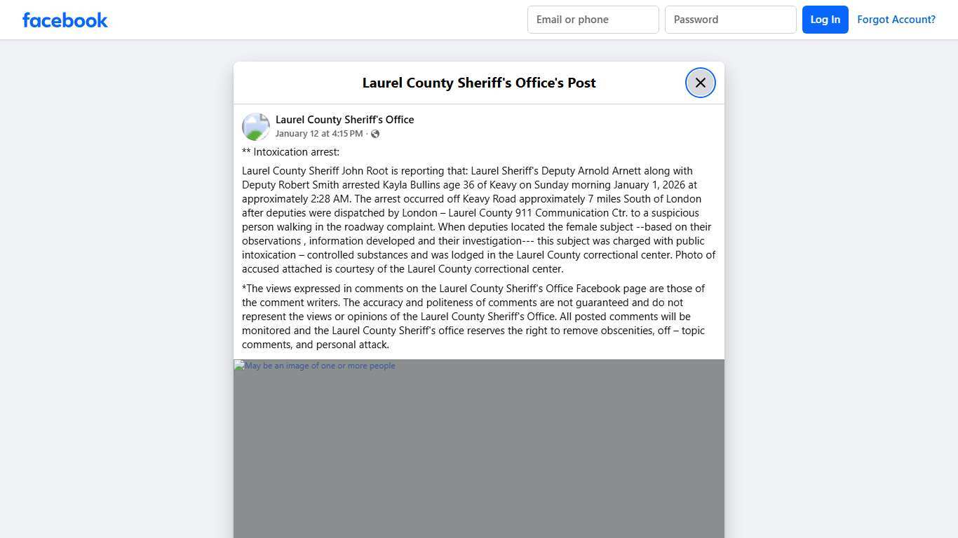 ** Intoxication arrest:... - Laurel County Sheriff's Office | Facebook